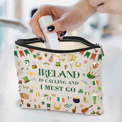 Ireland Gifts Makeup Bag - Irish Travel Essentials for Women Girls Friends Personalized Cosmetic Bags Trip Must Have Waterproof Traveling Toiletry Pouch Gift for Birthday Party Vacation