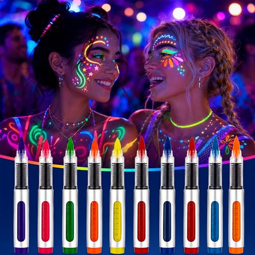 10 Color UV Neon Body Markers - Face & Body Paint for Festivals & Halloween - Variation 01