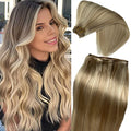 Hand Tied Weft Hair Extensions 12" 80g Ash Blonde Highlights