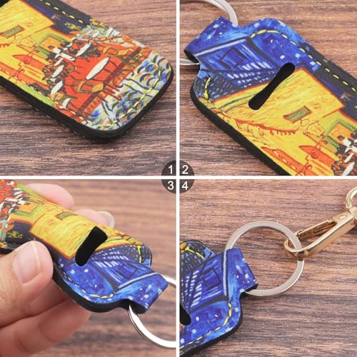 4-Pack Lip Balm Holder Keychain with Elastic Fabric Sleeve