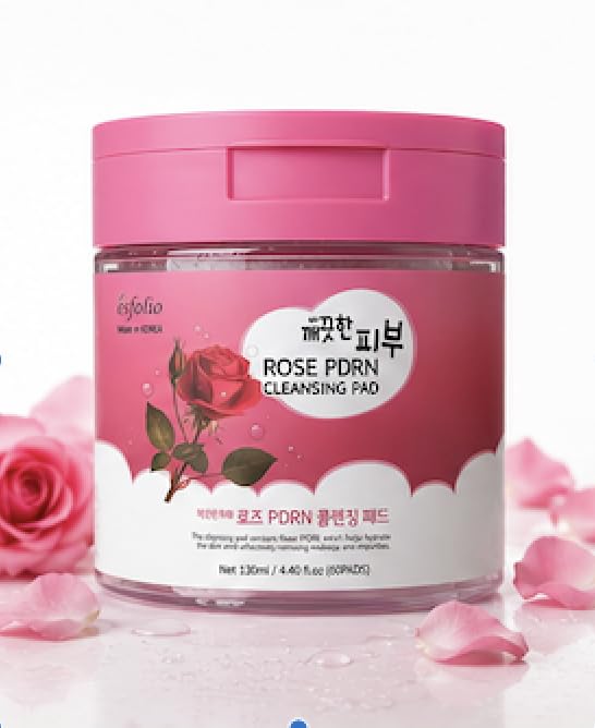 Esfolio PDRN Rose Cleansing Pads 60 Count Korean Skincare
