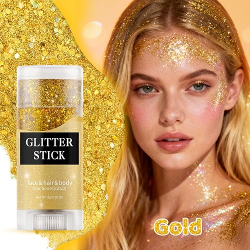Gold Glitter Stick - Waterproof Shimmer for Face, Body & Hair