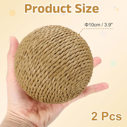 Sisal Cat Toy Ball, Interactive Scratching Balls for Kittens - 2Pc Set