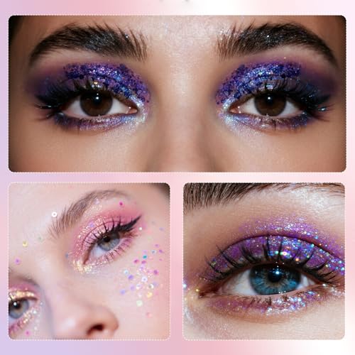 Body Glitter Gel - 12 Holographic Colors Chunky Glitter