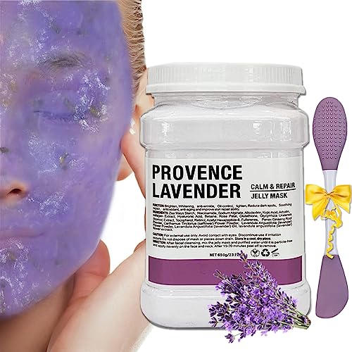 Jelly Mask Powder for Facials,Lavender Jelly Masks For Facials Professional, Aloe Vera Gold Jelly Face Mask,Face Masks with Double-ended Silicone Brush, 23 Fl Oz