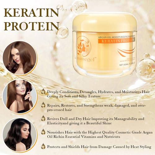 Collagen Hair Mask with Argan Oil - Deep Repair for Damaged Hair 10.15 oz