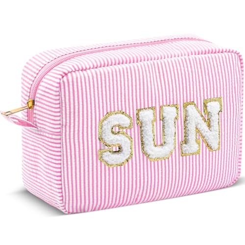 Sanwuta Seersucker Cosmetic Bag - Stylish Travel Organizer
