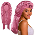 Long Satin Bonnet with Tie Band for Sleeping & Hair Protection