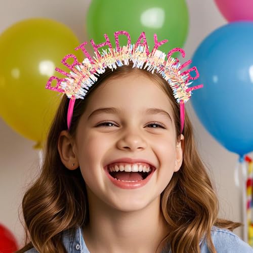 Birthday Girl Glitter Tiara Headband with Laser Strips