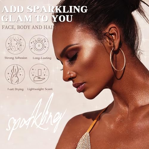 Body Glitter Spray, Body Shimmer Spray Quick Drying Body Glow Shimmer Long-Lasting Shiny Glitter for Women Men for Party, Concert 2.6 Fl Oz. (Light Copper)