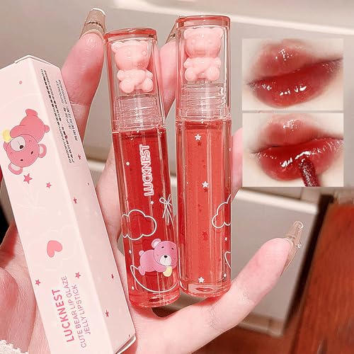 6-Piece Bear Lip Glaze Set - Moisturizing Waterproof Liquid Lipstick