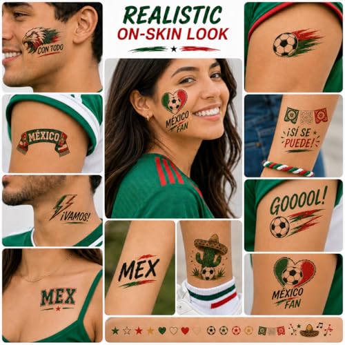 Soccer Face Tattoos - 22 Country Designs, Waterproof Game Day