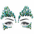 Green Face Gems Rhinestone Stickers - Festival Costume Accessories