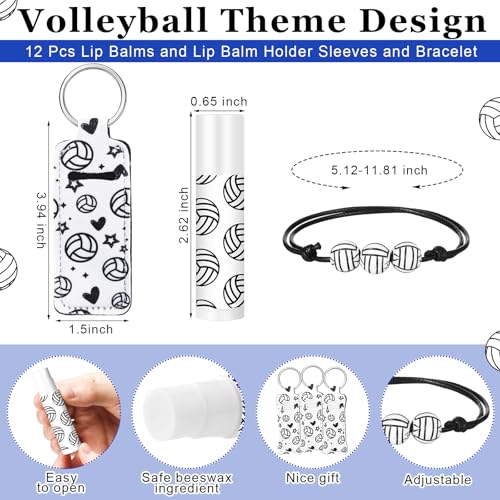 72 Pcs Volleyball Team Gifts Party Favors Include 12 Makeup Bags 12 Lip Balm 12 Lip Balm Holder 12 Necklace 12 Adjustable Bracelet 12 Mirrors for Volleyball Lovers Players Teen Girls Supplies