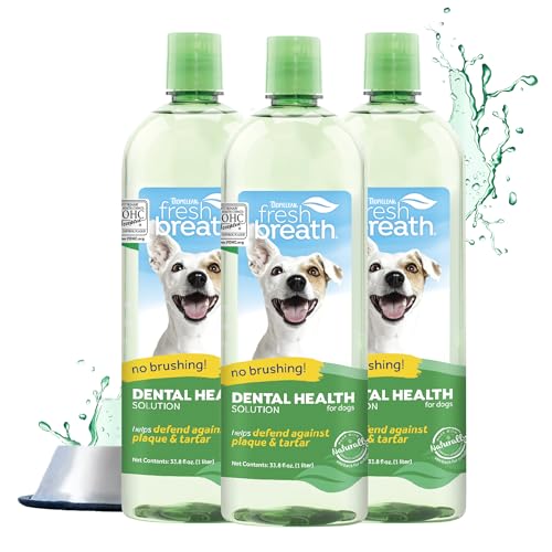 TropiClean Fresh Breath Original | Dog Oral Care Water Additive | Dog Breath Freshener Additive for Dental Health | VOHC Certified | Made in the USA | 33.8 oz. | Pack of 3