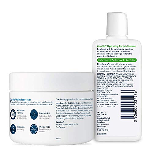 CeraVe Hydrating Skin Care Set | 8oz Moisturizing Cream & 8oz Hydrating Facial Cleanser | Ceramides + Hyaluronic Acid Moisturizer and Face Wash | Accepted by National Eczema Association