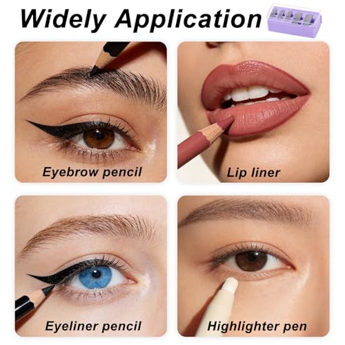 5-Hole Cosmetic Pencil Sharpener 2-Pack with Lid for Eyeliner & Lip Liner