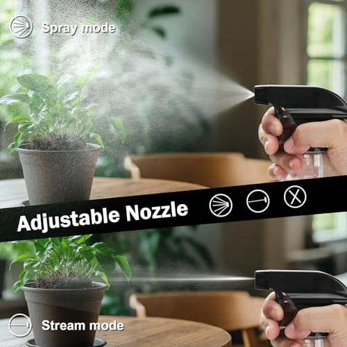 Hethyo 12oz Heavy Duty Spray Bottles - Adjustable Mist & Stream, 2 Pack