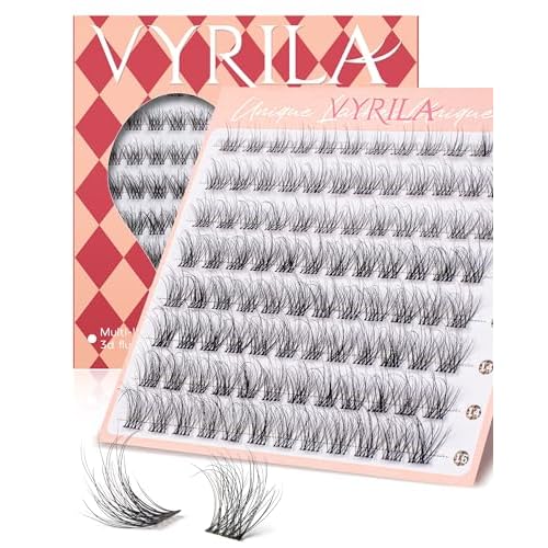 Lash Clusters 0.05mm PBT Fiber Eyelash Clusters, 0.1mm Superfine Invisiband D Curl Diy Lash Extension, 96pcs 8-16mm Individual Like Eyelash Extensions (Dash-D-8-16Mix)