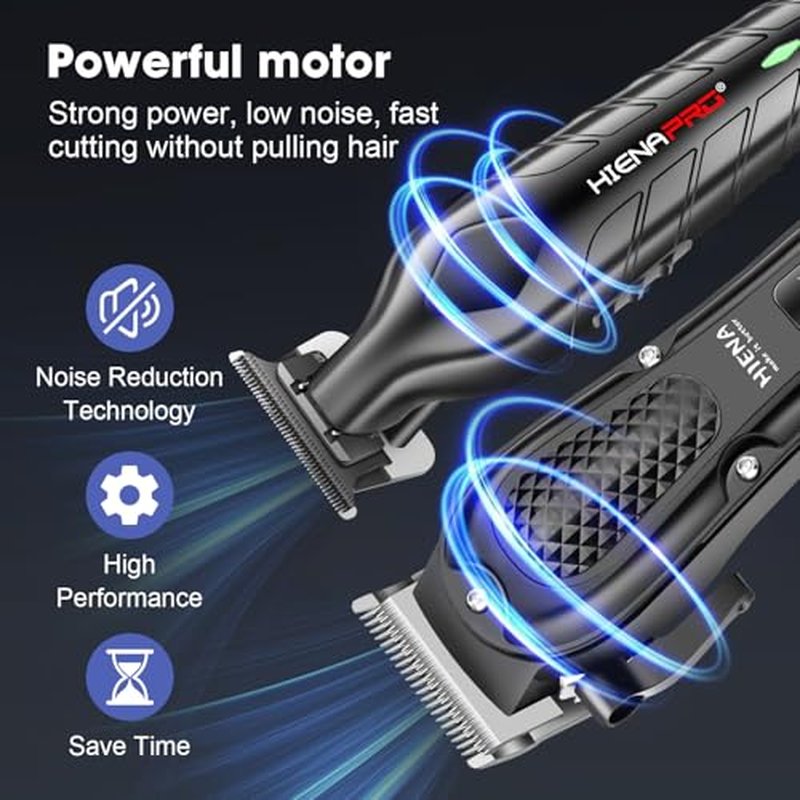 HIENA PRO Cordless Hair Clippers Set for Men with Adjustable Guide Combs