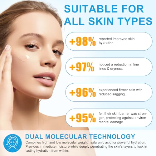 Hyaluronic Acid Powder, 120g Hyaluronic Acid Serum Powder for Face & Skin, Dual Molecular Weight Deep Hydration, Moisture Lock, Enhance Skin Elasticity & Barrier