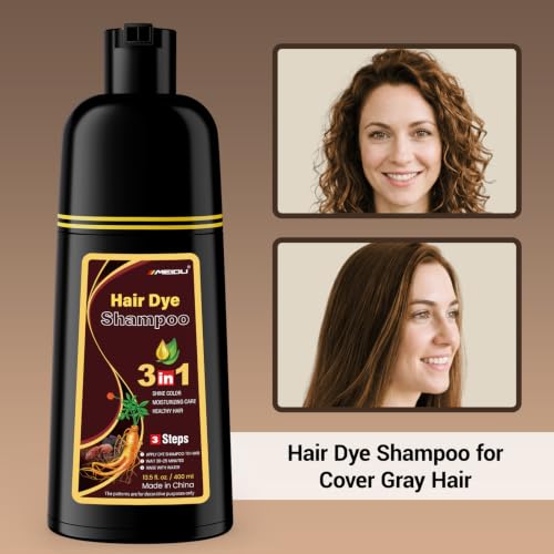 IIIMEIDU Chestnut Brown 3-in-1 Hair Dye Shampoo for Gray Hair Coverage