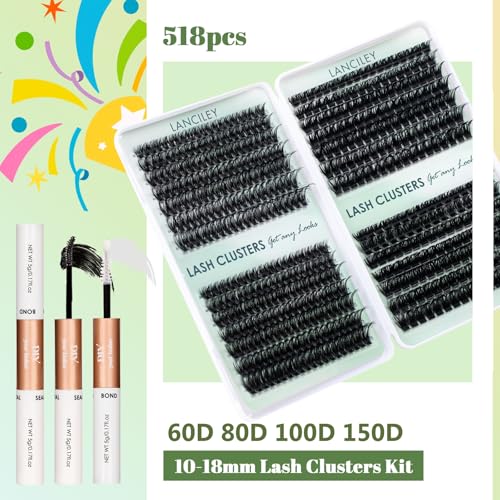 Individual Lash Clusters Kit 4 Styles 10-18mm Bond & Seal Tweezers