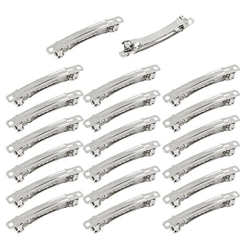 Cinaci 20 Pack 2.4 Inch / 3 Inch/ 4 Inch Blank Silver Metal DIY Craft French Barrettes Snap Hair Clips Pins for Women Girls Hair Accessories (2.4 Inch)