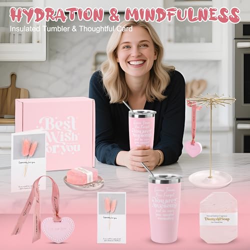 Happy Birthday Gifts for Women Mom Her Friend Sister Wife Grandma, Self Care Gifts Spa Gifts Set, Relaxing Care Package Spa Basket, Valentines Day, Mothers Day, Birthday Gifts for Your Love (Pink)