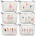 Y1tvei Ballerina Canvas Makeup Bags - Cute Ballet Dancing Girls Watercolor Cosmetic Bag Gift for Ballet Lover Small Portable Travel Toiletry Zipper Canvas Pouch for Holiday Birthday Dance Stuff, 12Pcs