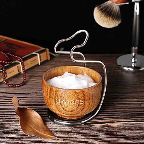 Anbbas Pure Badger Hair Shaving Brush Wood Handle and Large Soap Bowl with Stainless Steel Shaving Stand 3in1 Kit for Men