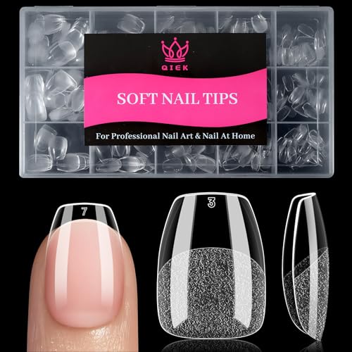 Extra Short Coffin False Nail Tips - 510 PCS Clear Gel Extensions