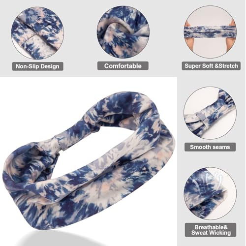 Cobahom 6-Pack Wide Boho Headbands for Women - Soft & Stretchy
