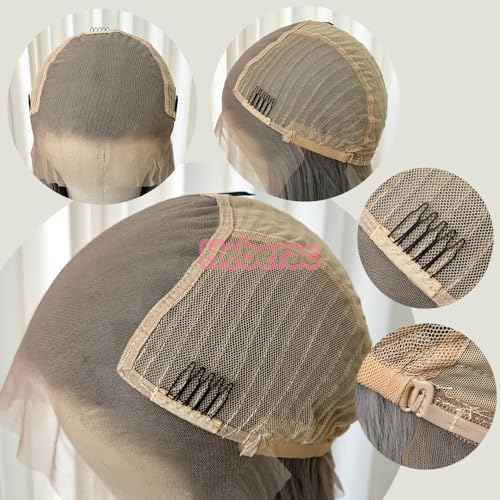 Long Gray Synthetic Lace Front Wigs Glueless Pre Plucked Heat Resistant Fiber Hair Straight Lace Front Wigs for Black Women 13 * 6 Frontal Lace Wigs