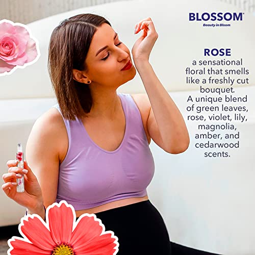 Blossom Moisturizing Strawberry Scented Tinted Lip Gloss Tube + All Natural Rollerball Perfume Oil, 2 Pack Bundle, Strawberry Rainbow/Rainbow Rose
