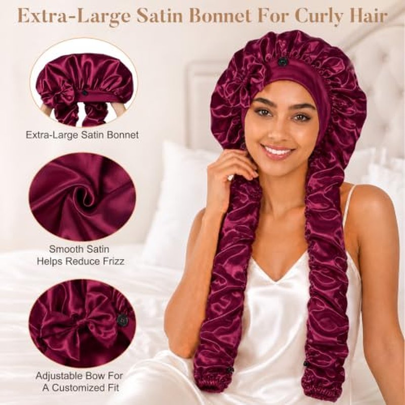 Double Layer Satin Bonnet for Braids & Long Hair - Aileam