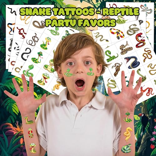 96 PCS Snake Temporary Tattoos for Kids – Party Favors