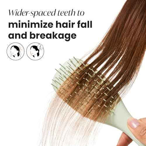 Tangle Teezer Extra Gentle Detangler Hair Brush, with Fewer Bristles for Gentle & Effective Detangling to Minimize Hair Loss & Breakage, Eucalyptus Green