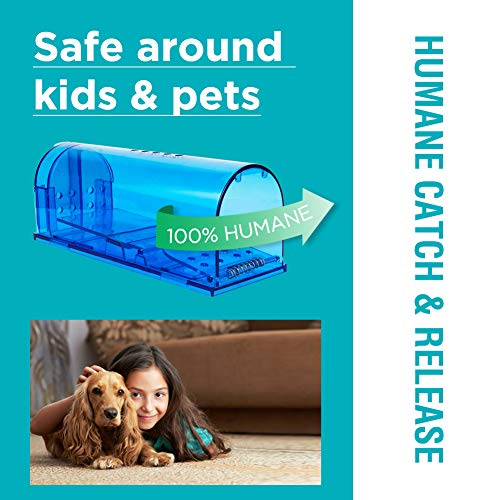 Humane Mouse Trap | Catch and Release Mouse Traps That Work | Mice Trap No Kill for mice/Rodent Pet Safe (Dog/Cat) Best Indoor/Outdoor Mousetrap Catcher Non Killer Small Capture Cage (Blue)