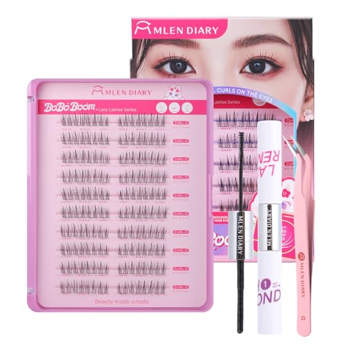 MLEN DIARY Lash Clusters Kit 80PCS C Curl Wispy Eyelash Extensions