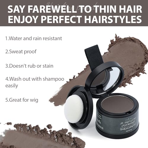 2 Pack Hair Root Touch Up Powder for Women & Men, Dark Brown
