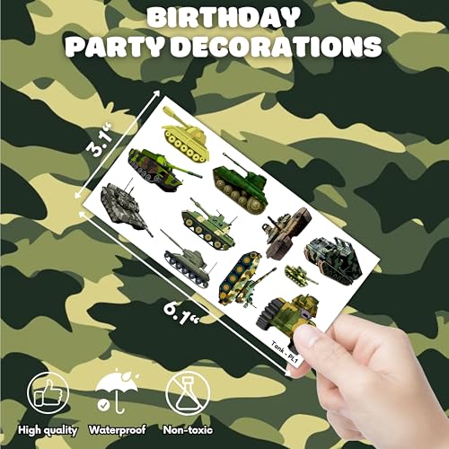 100 PCS Military Tank Temporary Tattoos for Kids