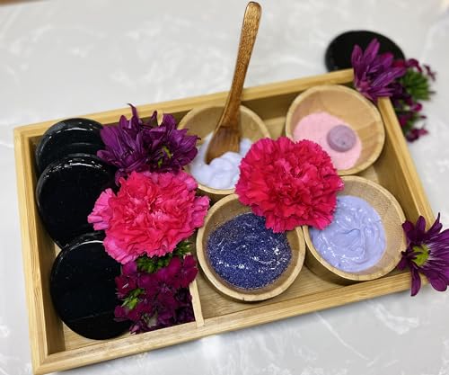 Bamboo Pedicure Spa Tray Set with 4 Bowls & Spoon