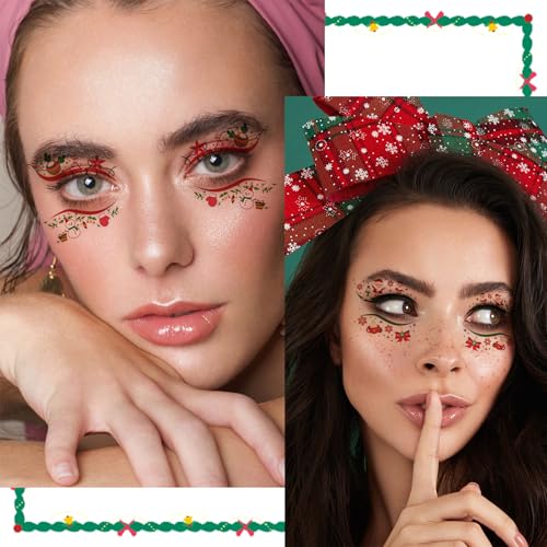 10Pcs Christmas Temporary Tattoos - Festive Holiday Face Stickers