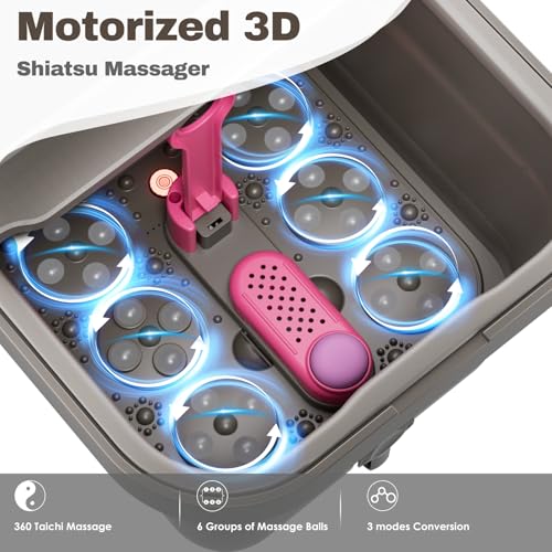 Electric Foot Spa Massager with Heat & Remote Control - Dark Grey