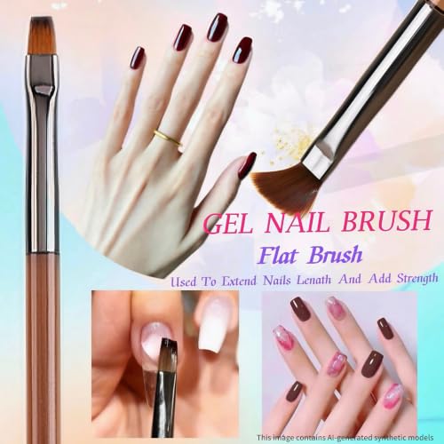Black 8Pcs Nail Art Brush Set - Fine Liners & Gel Builder Brushes for Professional Manicure