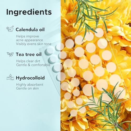 TKTK Pimple Patch Acne Patch, 4 Sizes 280 Patches Acne Absorbing Cover Patch, Hydrocolloid Invisible Acne Patches For Face Zit Patch Acne Dots Tea Tree, Calendula Oil - 2 Pack