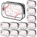12 Pieces Baseball Makeup Bags 7 x 4.7 x 2.4inch Clear PVC Baseball Cosmetic Case Waterproof Travel Size Toiletry Bags for Women Portable Makeup Pouch