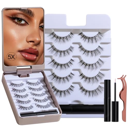BS-MALL False Eyelashes ? Wispy Lashes 100% Handmade Natural Look, Reusable & Durable, Includes 5X Magnifying Mirror and Application Kit (Style02)