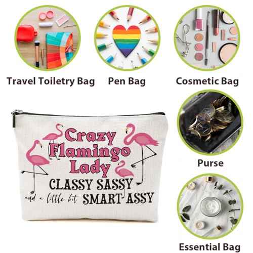 Flamingo Gifts, Flamingo Makeup Bag, Flamingo Bird Animal Lover Gifts for Women Mom, Flamingo Stuff Summer Cosmetic Bag, Flamingo Themed Gifts Funny Toiletry Bag Graduation Birthday Gifts
